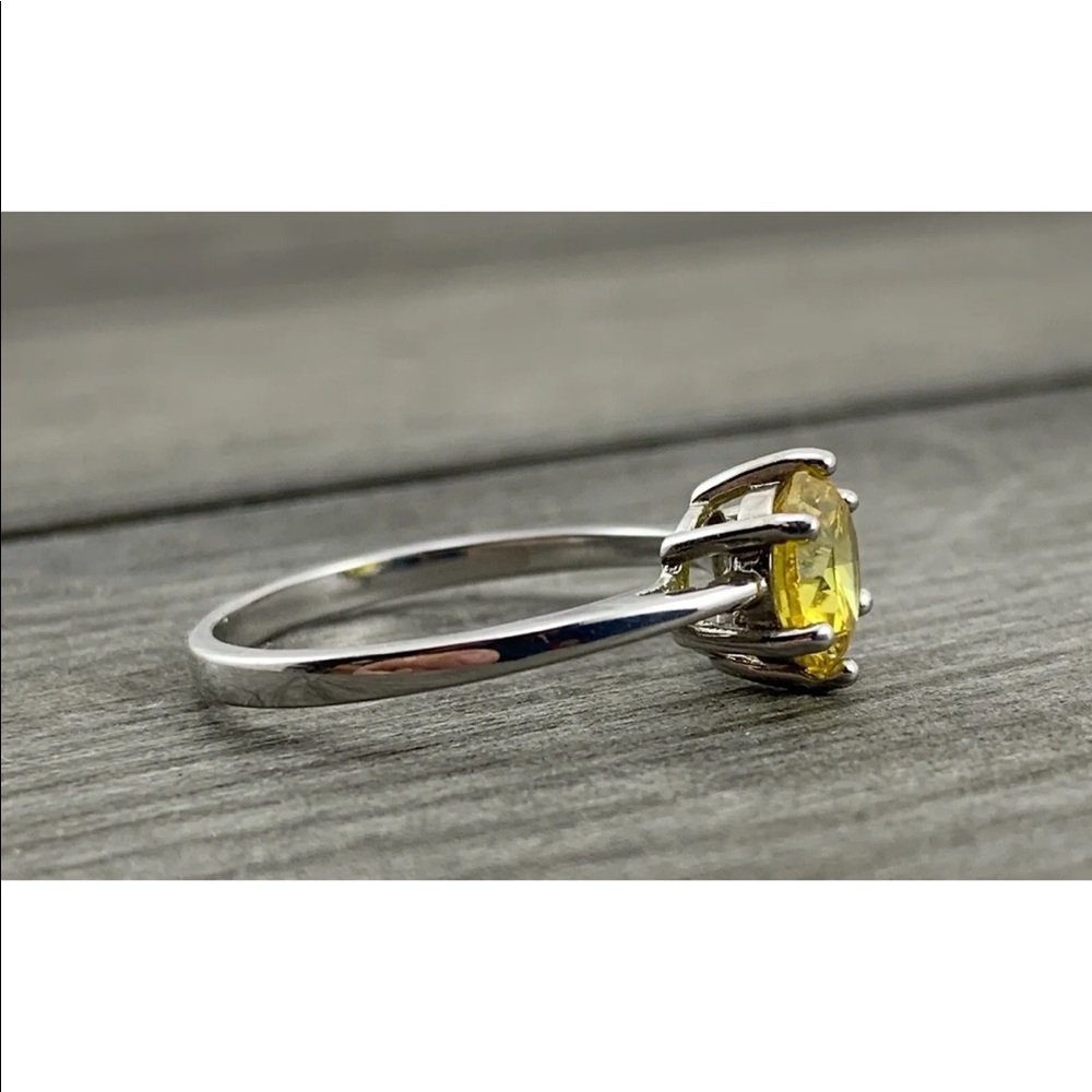 Sterling Silver And Genuine Solitaire Citrine Ring - image 8